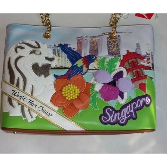 NEW •Rare•Braccalini Wonders Cruise Singapore Tote Purse Shoulder Bag - Picture 9 of 9